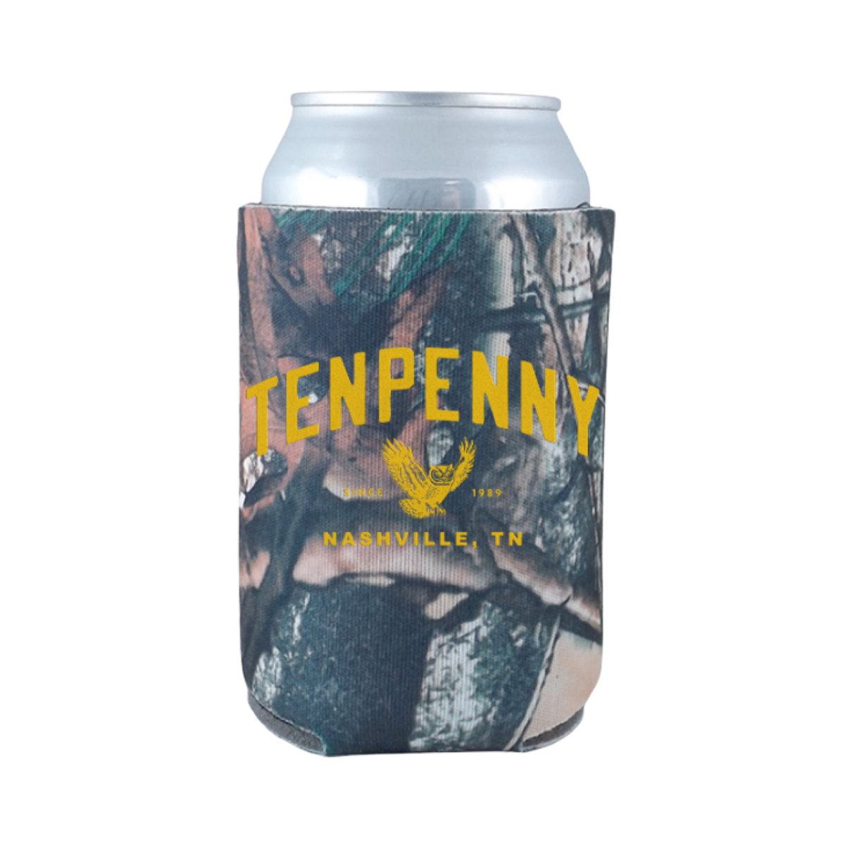 Tenpenny Varsity Camo Koozie